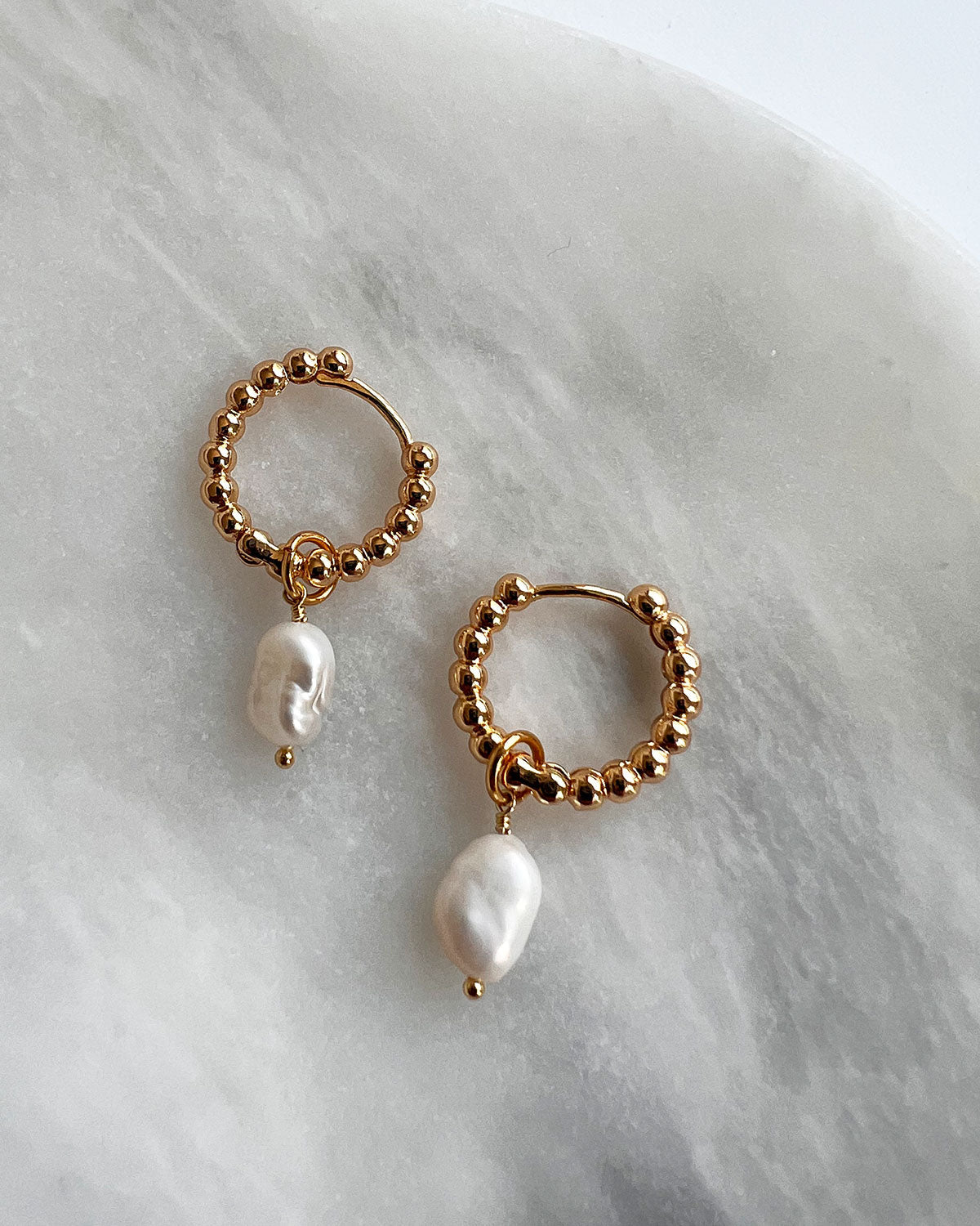 Beaded Hoop w/ Pearl Earrings ISLYNYC