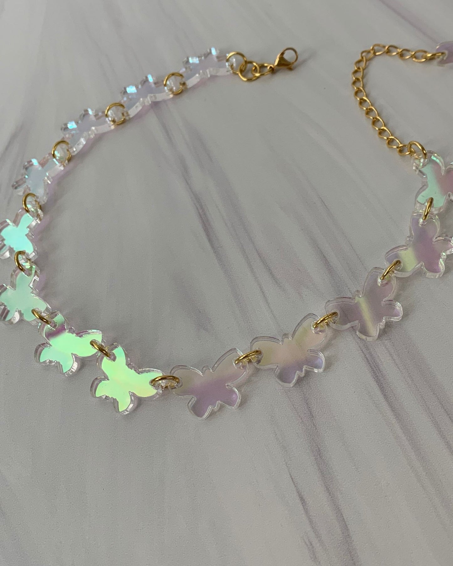 Butterfly Charm Choker/Necklace - Iridescent Necklaces ISLYNYC