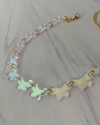 Butterfly Charm Choker/Necklace - Iridescent Necklaces ISLYNYC