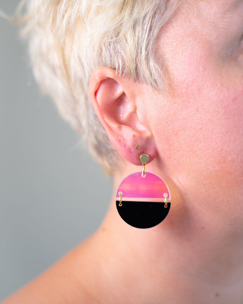 Caitlin Earrings - Black & Iridescent Earrings ISLYNYC 