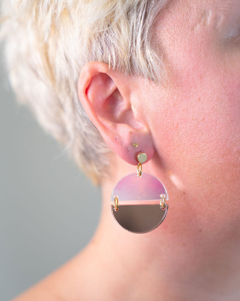 Caitlin Earrings - Rose Gold & Iridescent Earrings ISLYNYC 