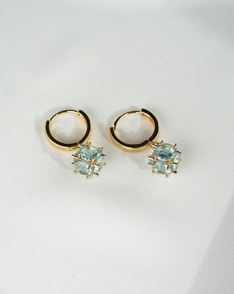 Crystal Ball Hoops - Ice Blue Earrings ISLYNYC