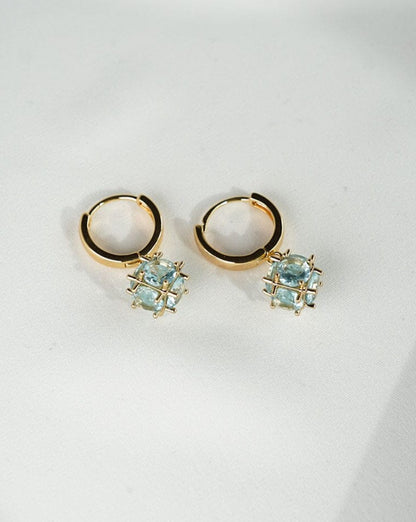 Crystal Ball Hoops - Ice Blue Earrings ISLYNYC