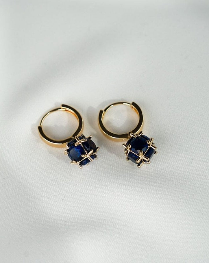 Crystal Ball Hoops - Indigo Earrings ISLYNYC