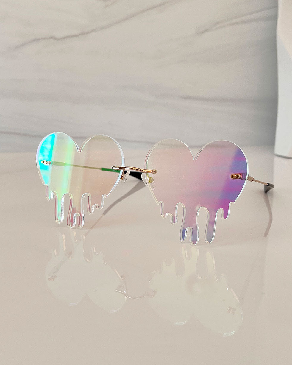 Dripping Heart Acrylic Glasses - Iridescent Glasses ISLYNYC