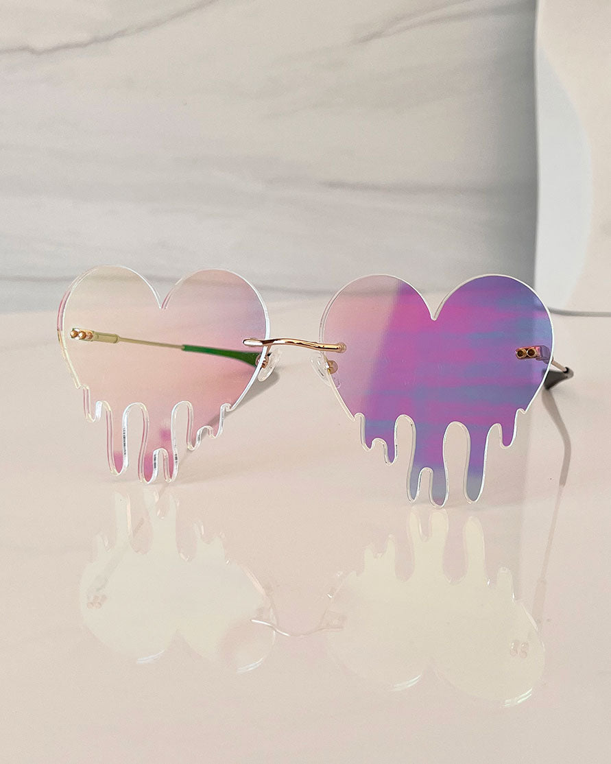 Dripping Heart Acrylic Glasses - Iridescent Glasses ISLYNYC