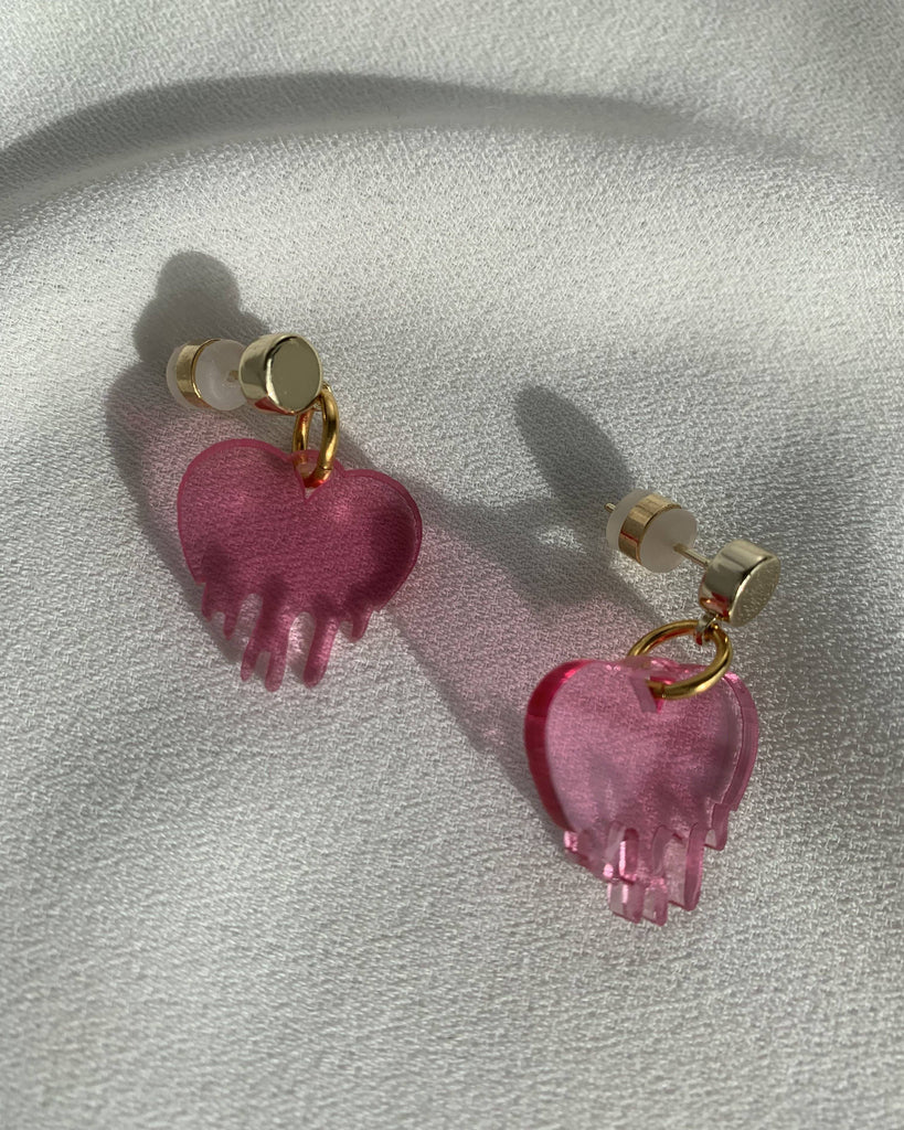 Dripping Heart Charm Earrings - Rose Earrings ISLYNYC 