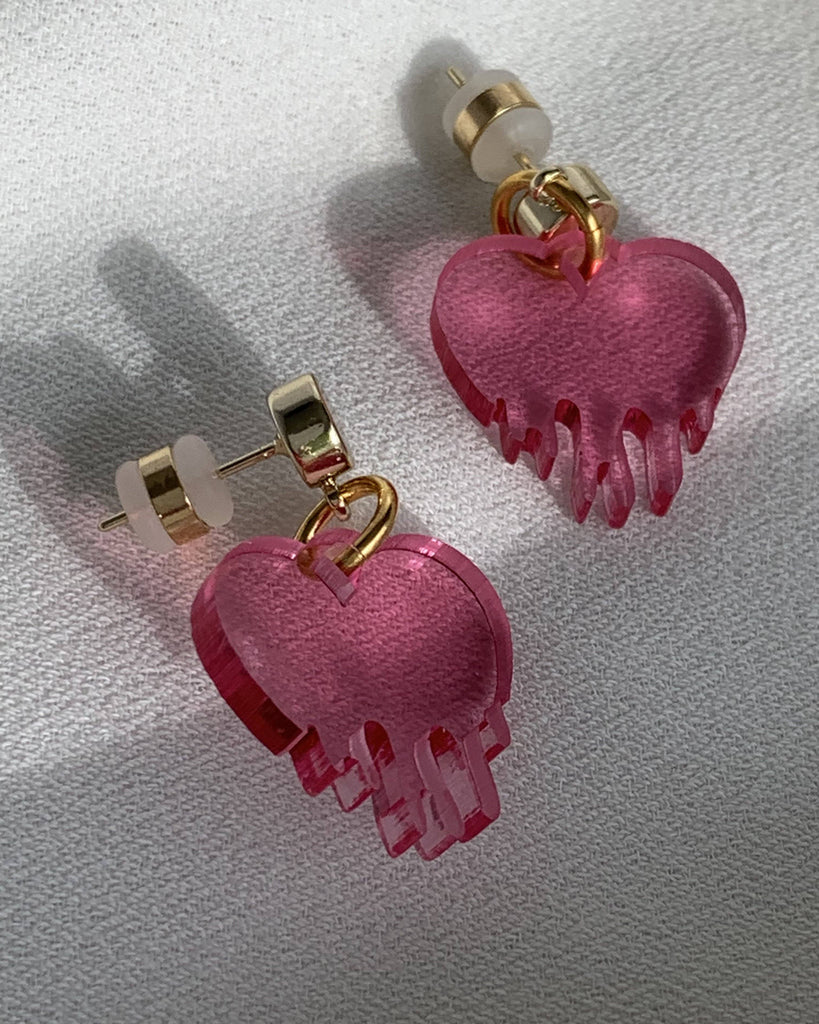 Dripping Heart Charm Earrings - Rose Earrings ISLYNYC 
