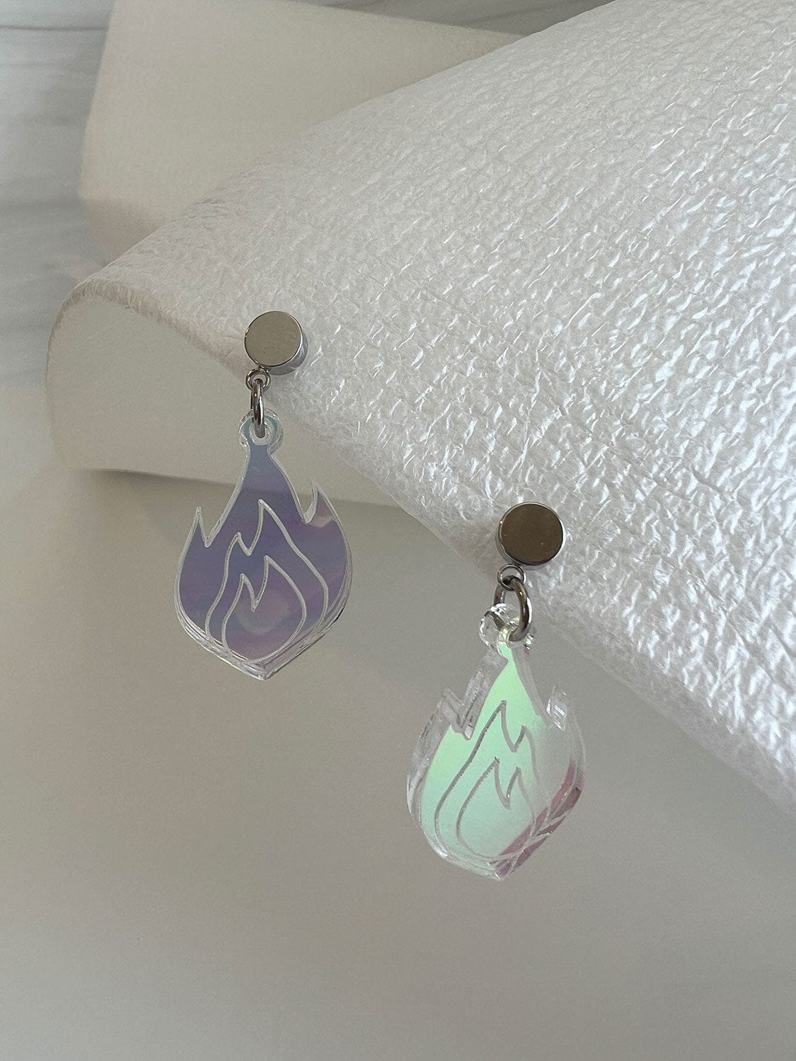 Flame Charm Earrings - Iridescent/Silver Earrings ISLYNYC