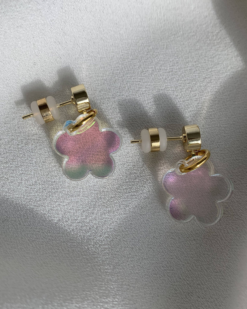 Flower Charm Earrings - Iridescent Earrings ISLYNYC 