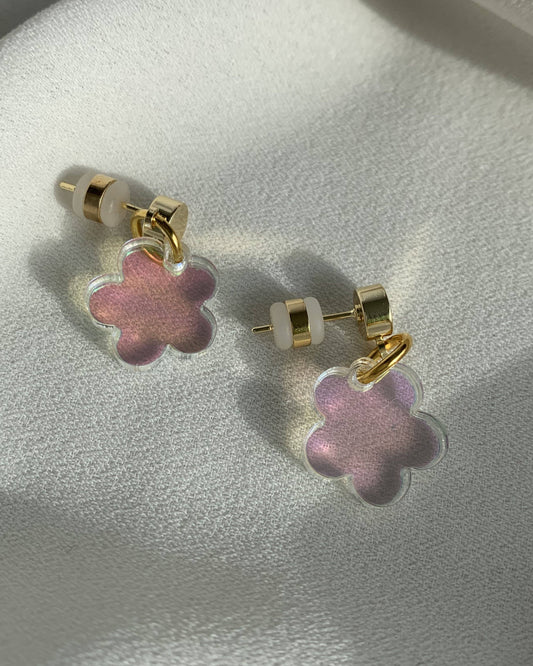 Flower Charm Earrings - Iridescent Earrings ISLYNYC