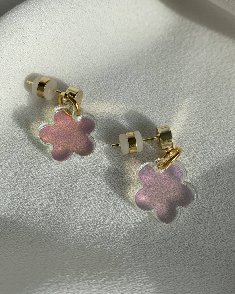 Flower Charm Earrings - Iridescent Earrings ISLYNYC 