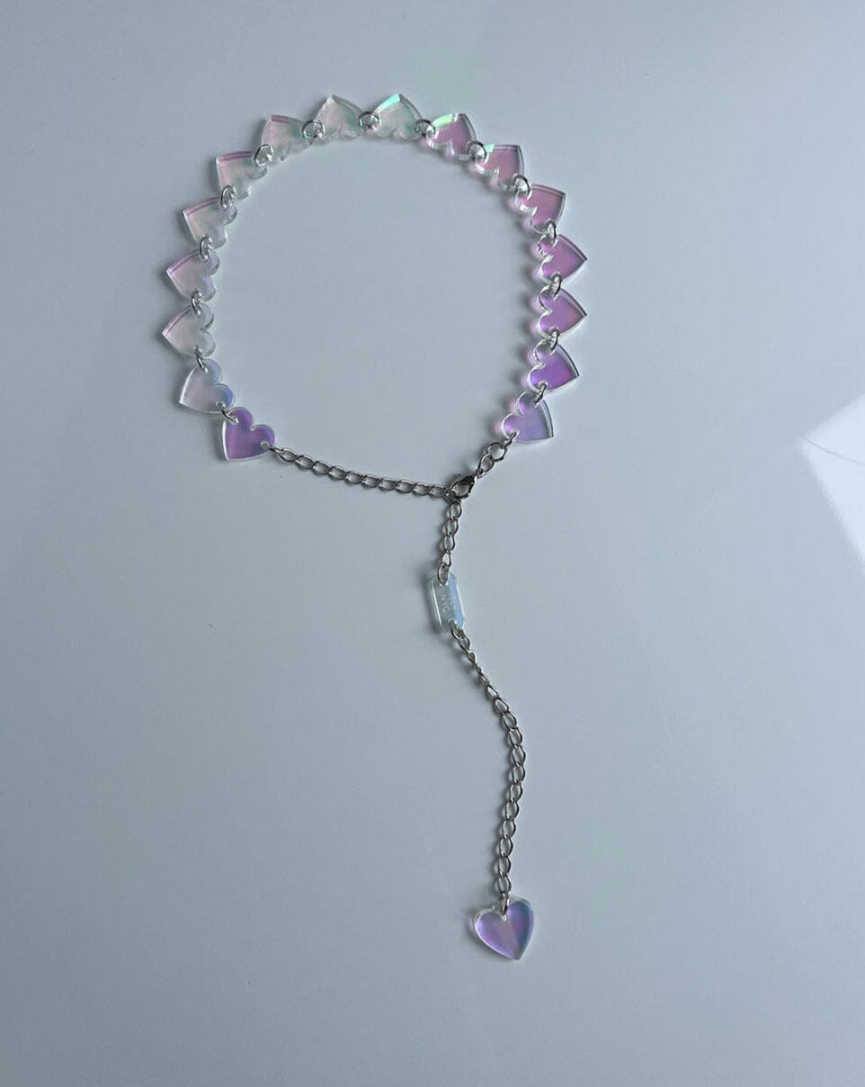 Heart Charm Choker - Iridescent/Silver Necklaces ISLYNYC