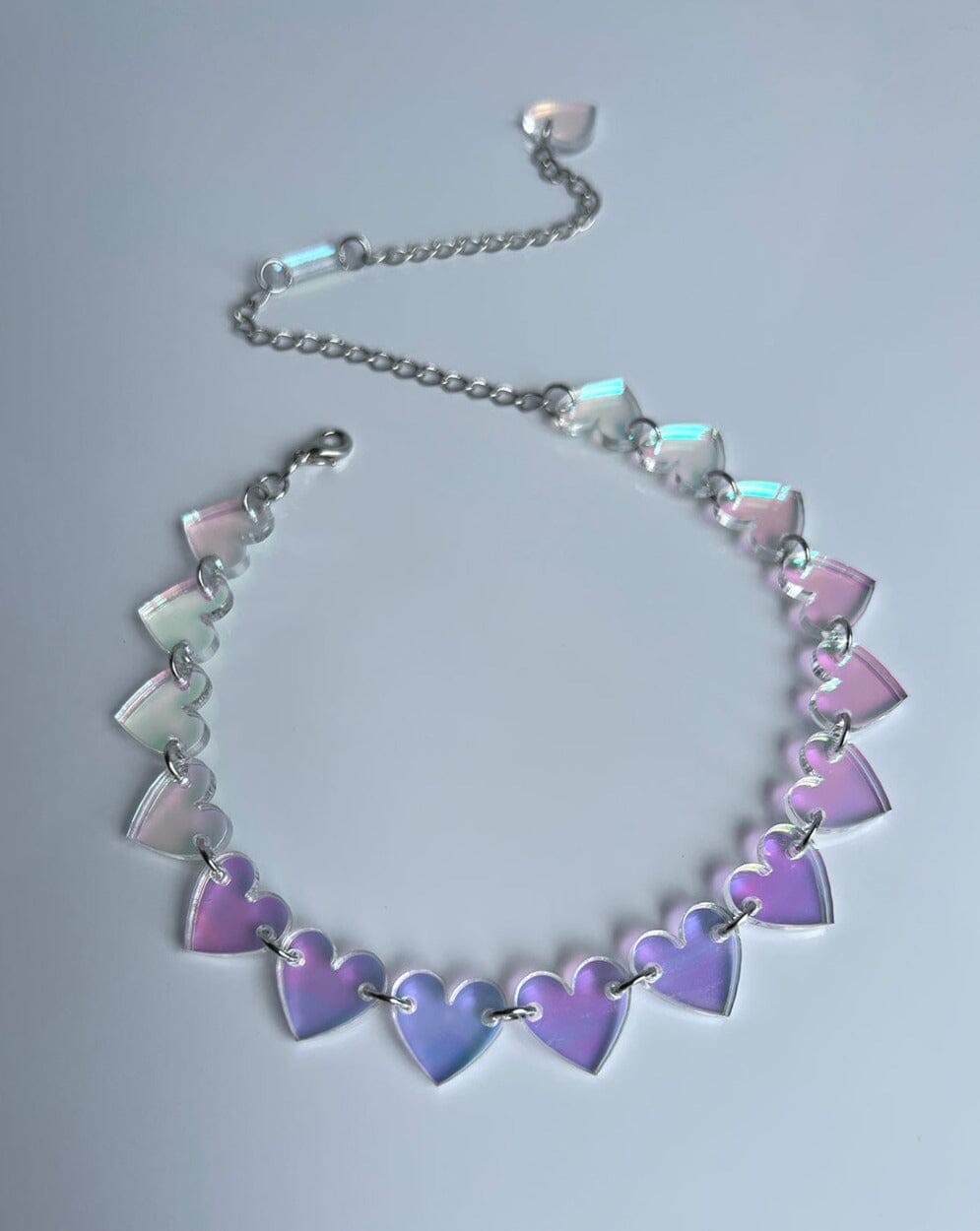 Heart Charm Choker - Iridescent/Silver Necklaces ISLYNYC