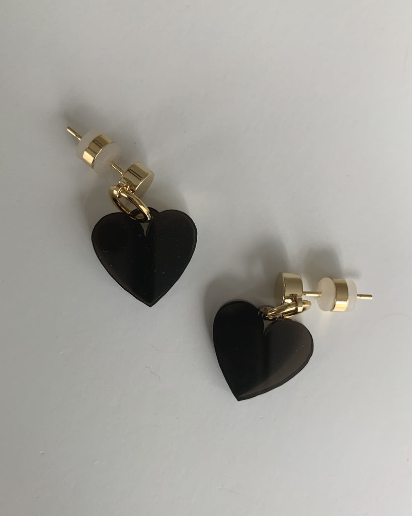 Upside Down Cross Charm Earrings - Opaque Black – ISLY NYC