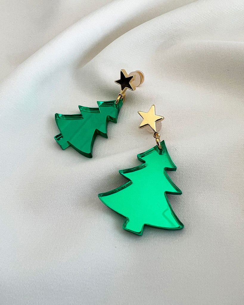 Holiday Tree Charm Earrings - Emerald EARRINGS ISLYNYC 