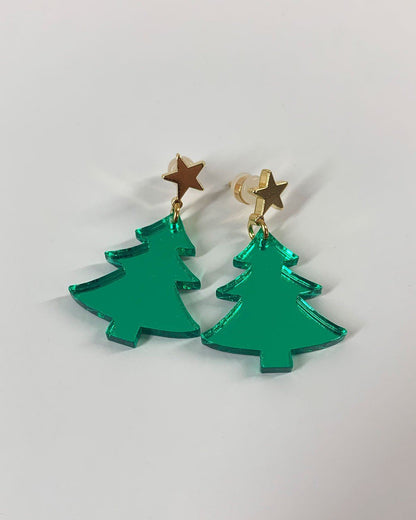 Holiday Tree Charm Earrings - Emerald EARRINGS ISLYNYC