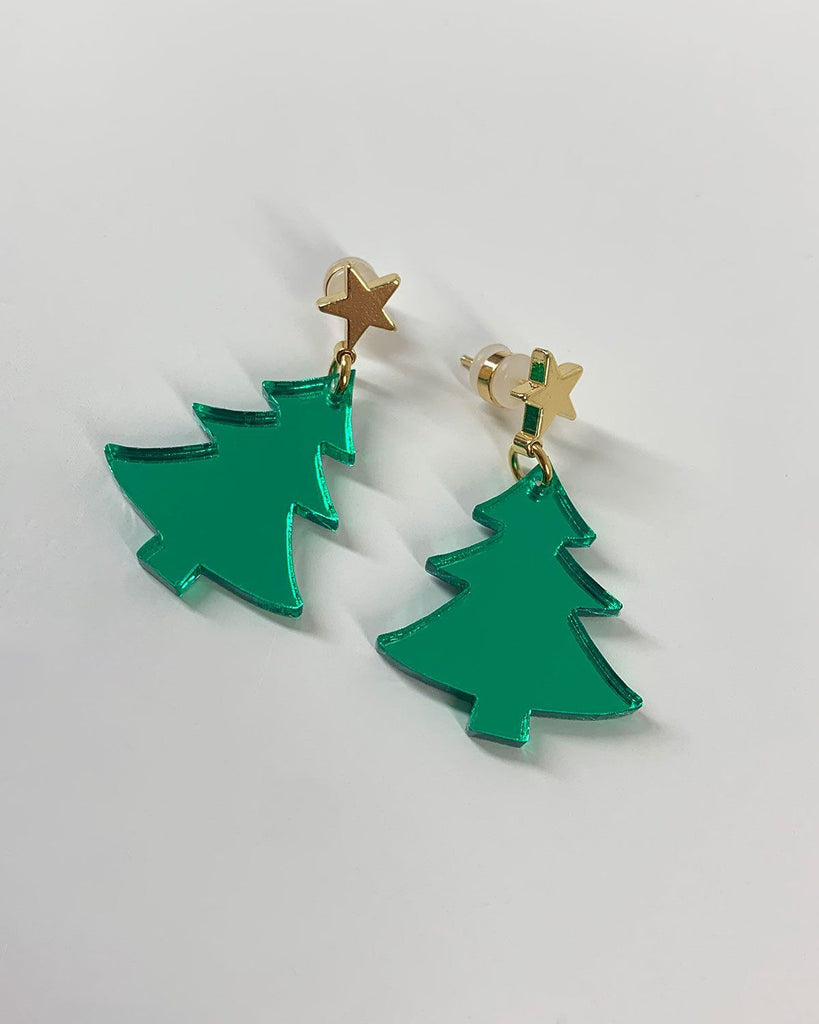 Holiday Tree Charm Earrings - Emerald EARRINGS ISLYNYC 