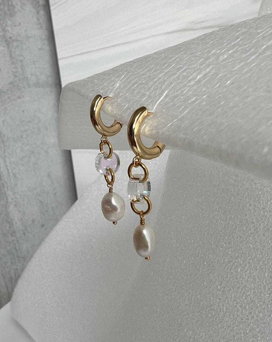 Icy Pearl Hoop Earrings Earrings ISLYNYC