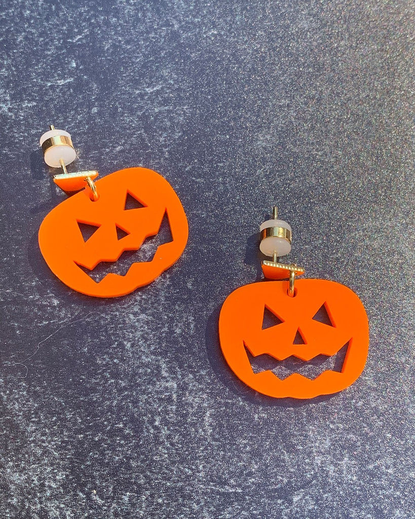 Jack-O-Lantern Charm Earrings - Orange - Halloween 2021 EARRINGS ISLYNYC 