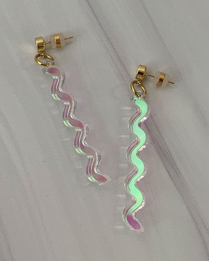 Long Squiggle Earrings - Iridescent EARRINGS ISLYNYC 