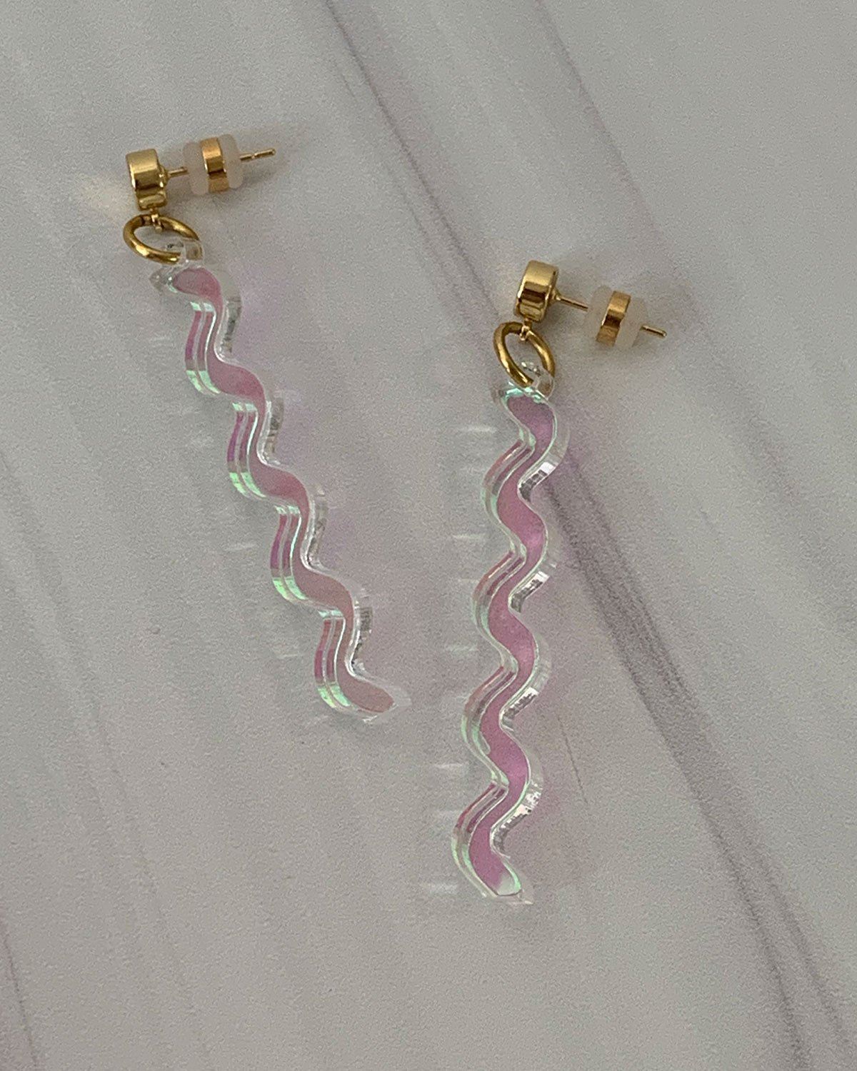 Long Squiggle Earrings - Iridescent EARRINGS ISLYNYC 