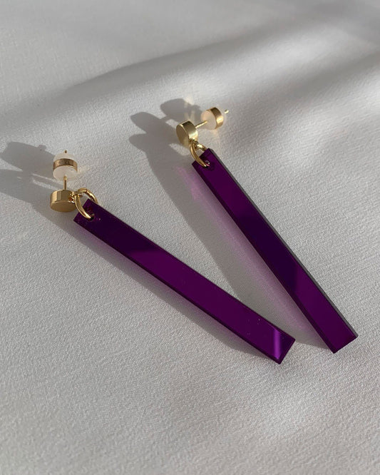 Long Stick Earrings - Amethyst Earrings ISLYNYC