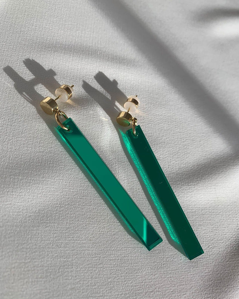 Long Stick Earrings - Emerald Earrings ISLYNYC 