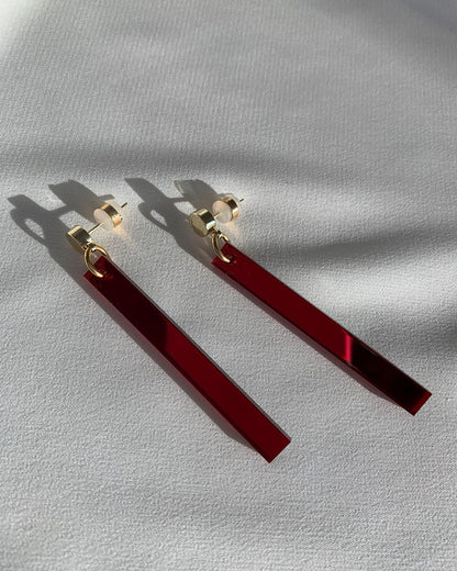 Long Stick Earrings - Garnet Earrings ISLYNYC