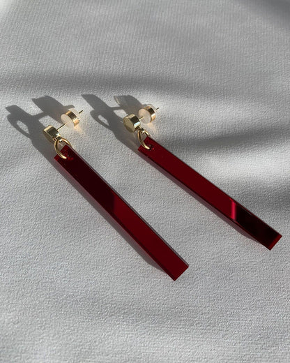 Long Stick Earrings - Garnet Earrings ISLYNYC