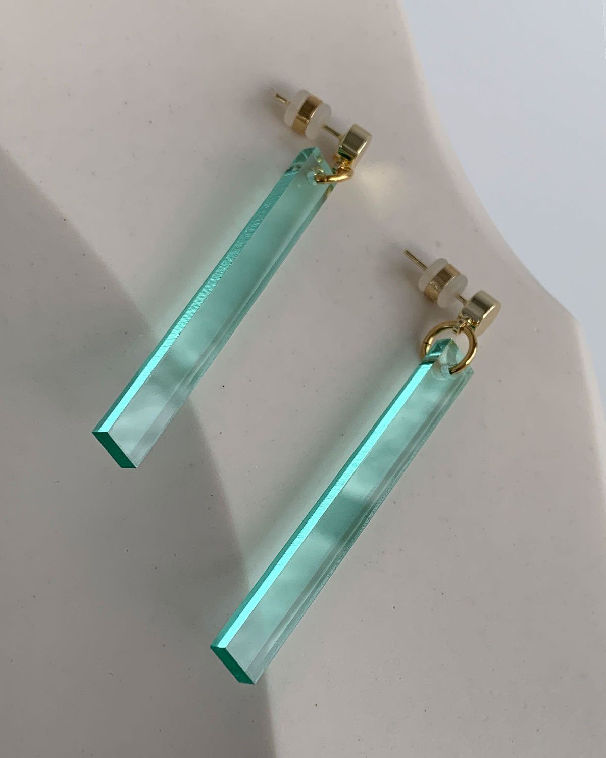 Long Stick Earrings - Glass Green EARRINGS ISLYNYC