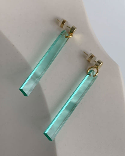 Long Stick Earrings - Glass Green EARRINGS ISLYNYC