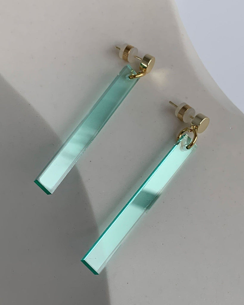 Long Stick Earrings - Glass Green EARRINGS ISLYNYC 