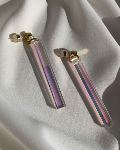 Long Stick Earrings - Iridescent Earrings ISLYNYC