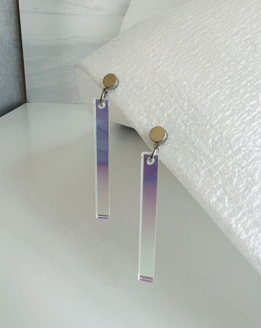 Long Stick Earrings - Iridescent/Silver Earrings ISLYNYC