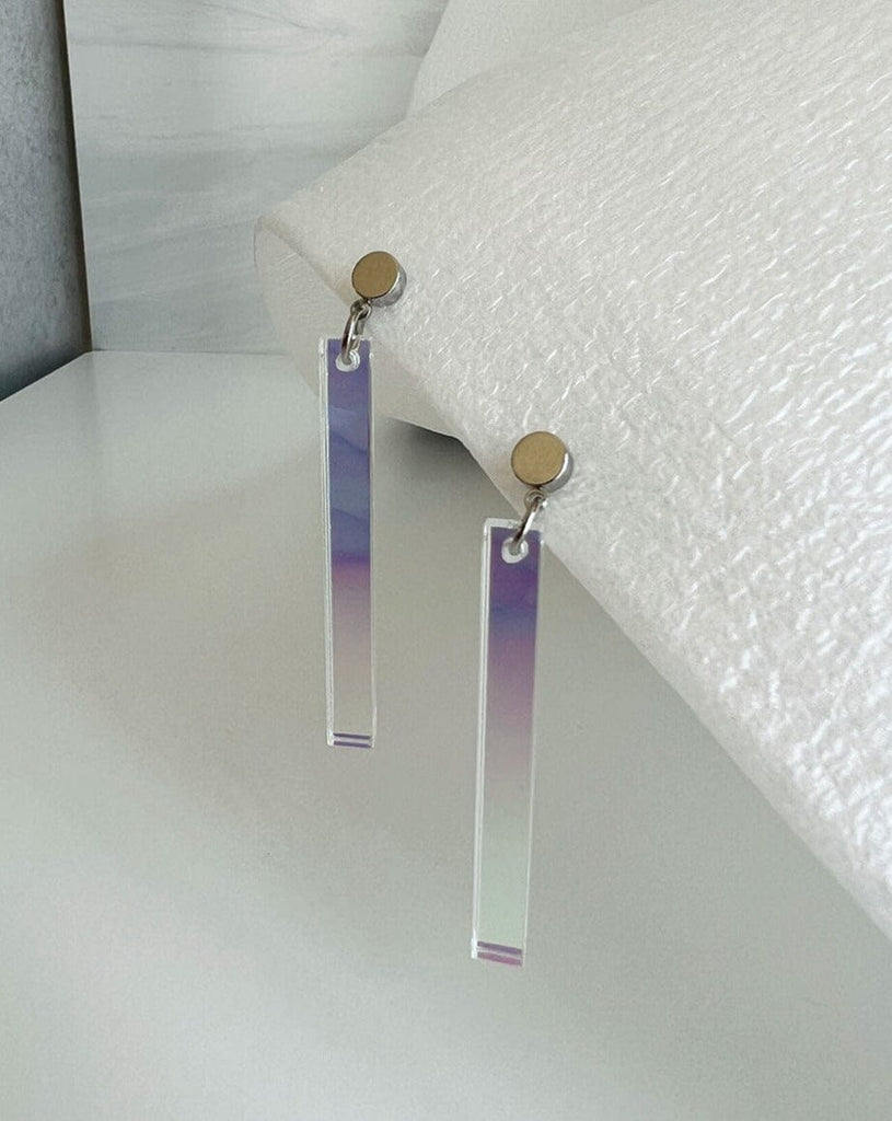 Long Stick Earrings - Iridescent/Silver Earrings ISLYNYC 