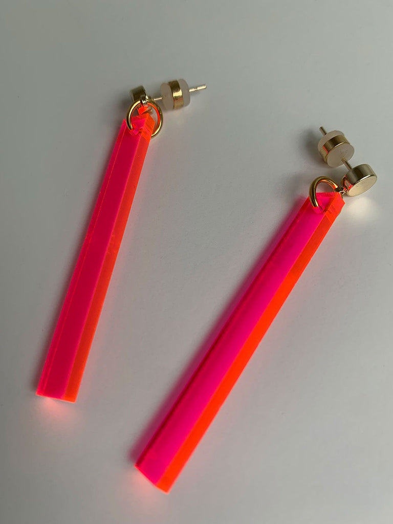 Long Stick Earrings - Neon Pink EARRINGS ISLYNYC 
