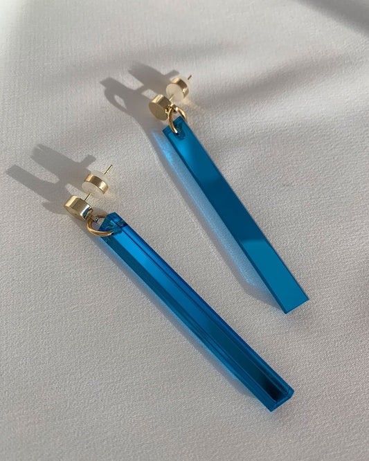 Long Stick Earrings - Sapphire Earrings ISLYNYC