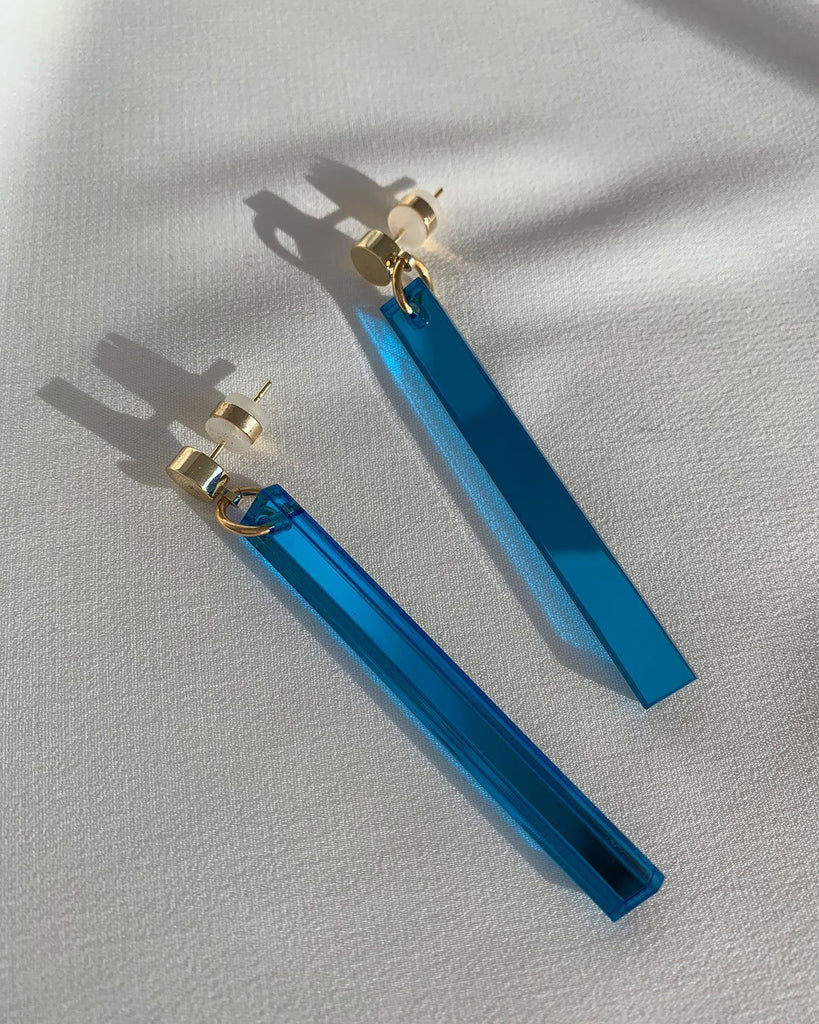 Long Stick Earrings - Sapphire Earrings ISLYNYC 
