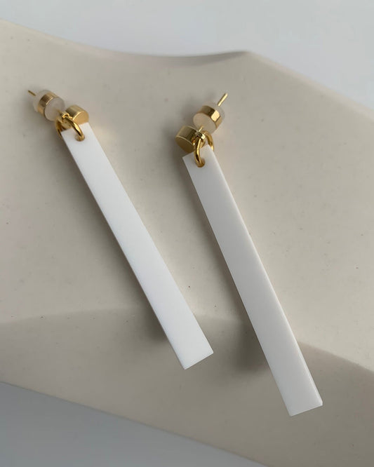 Long Stick Earrings - White EARRINGS ISLYNYC