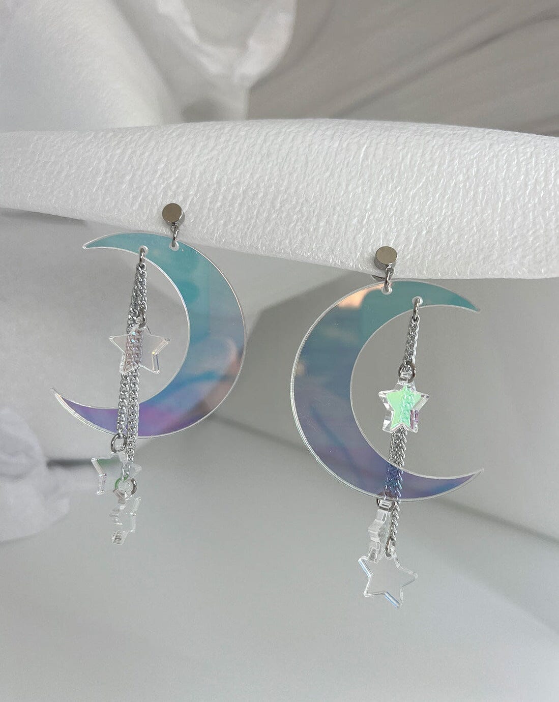 Moon & Stars Earrings - Iridescent/Silver Earrings ISLYNYC 