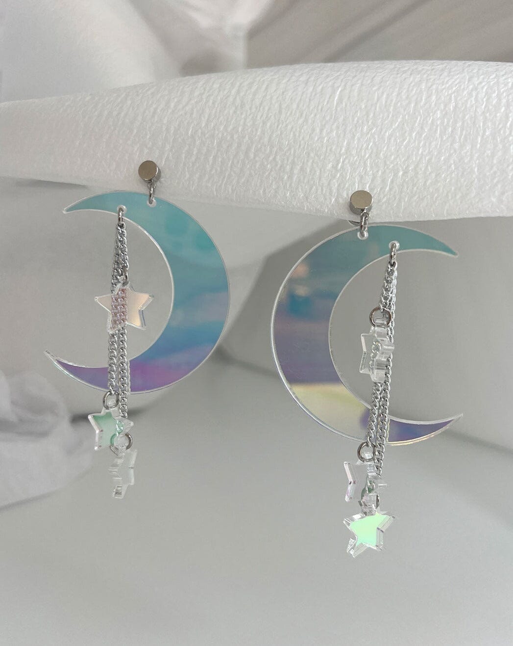 Moon & Stars Earrings - Iridescent/Silver Earrings ISLYNYC 