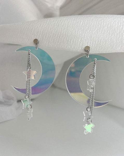 Diamond Moon and Star Earrings | Grace K Jewelry