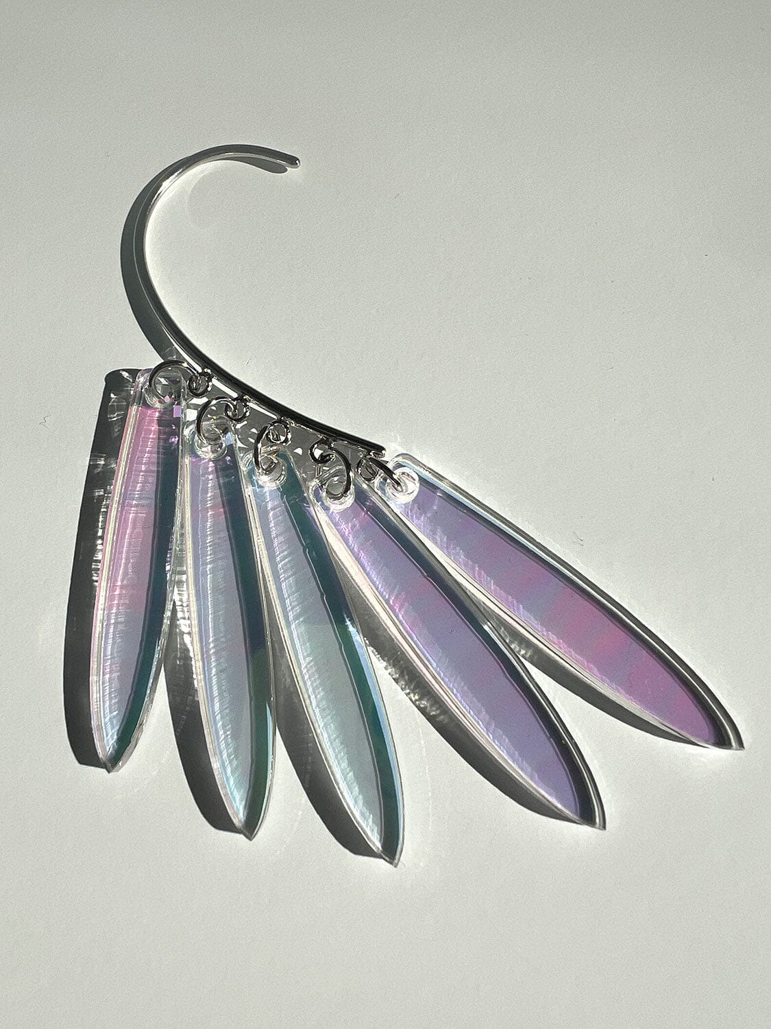 Petal Fringe Ear Hook - Iridescent/Silver Earrings ISLYNYC