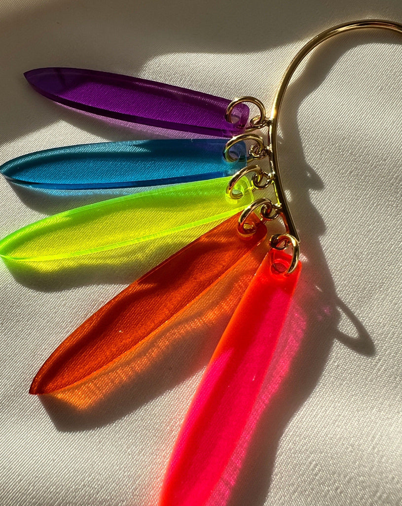 Petal Fringe Ear Hook - Rainbow Earrings ISLYNYC 