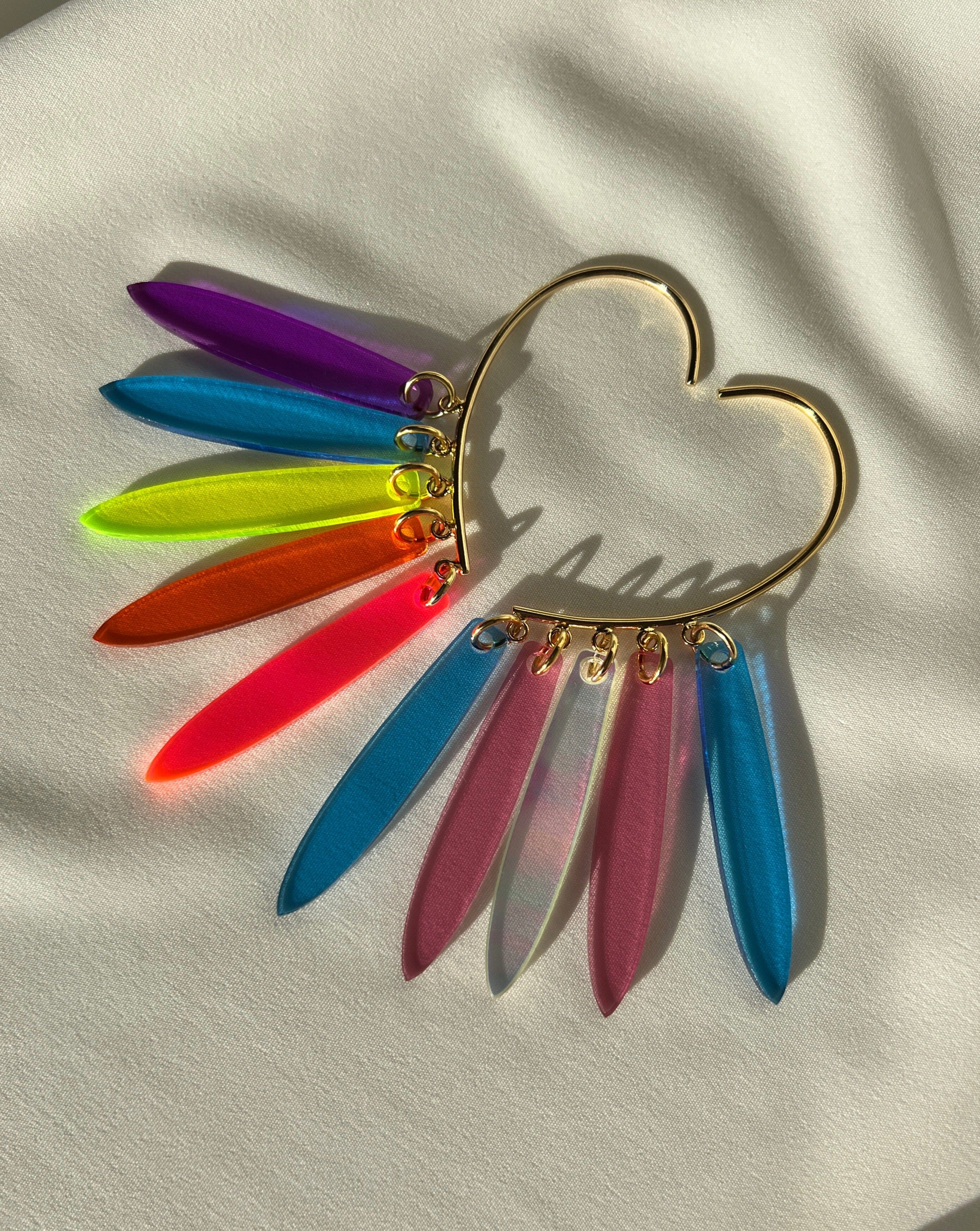 ISLY NYC Be Gay Do Cr!mes Petal Fringe Ear Hook - Rainbow Laser cut acrylic  jewlery