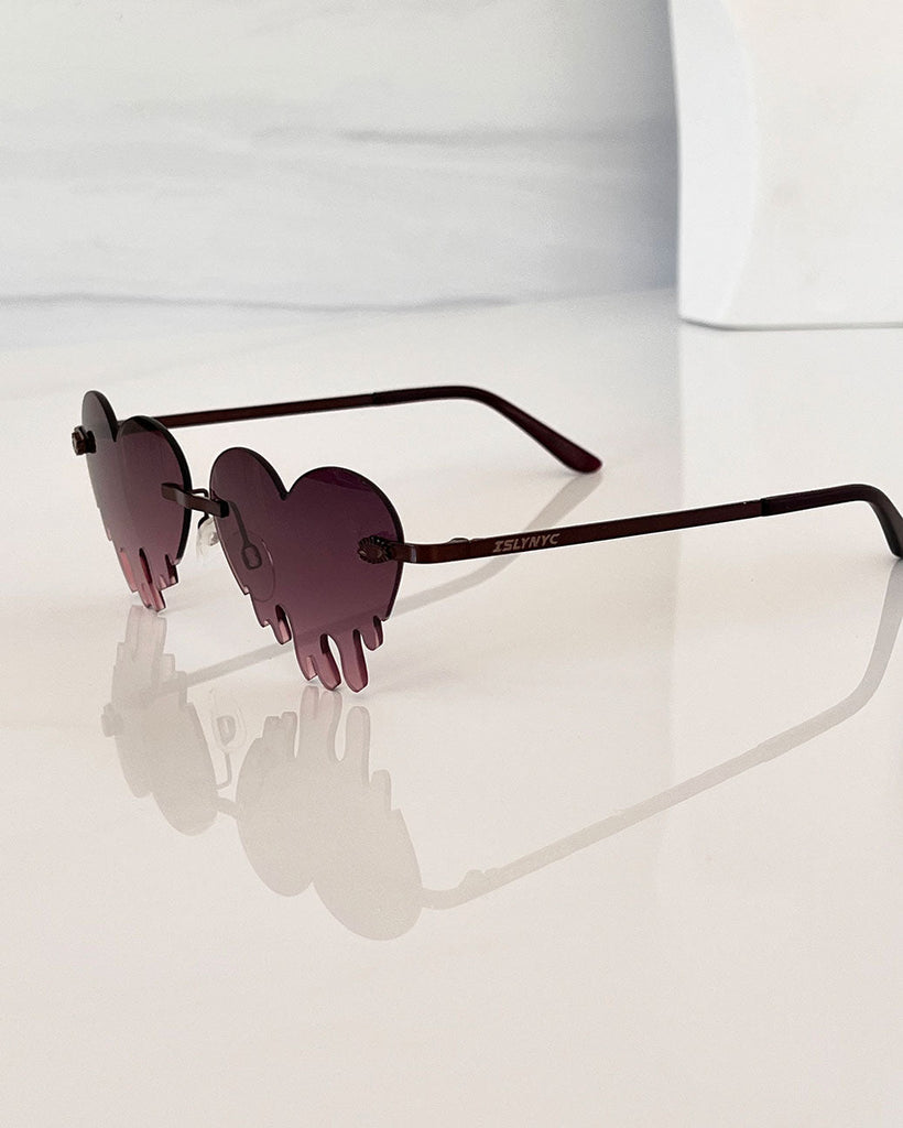 Petite UV 400 Dripping Heart Sunglasses - Wine Time GLASSES ISLYNYC