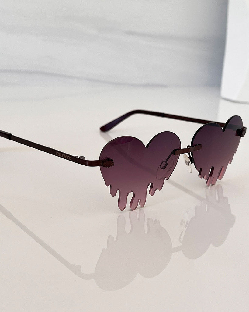 Petite UV 400 Dripping Heart Sunglasses - Wine Time GLASSES ISLYNYC