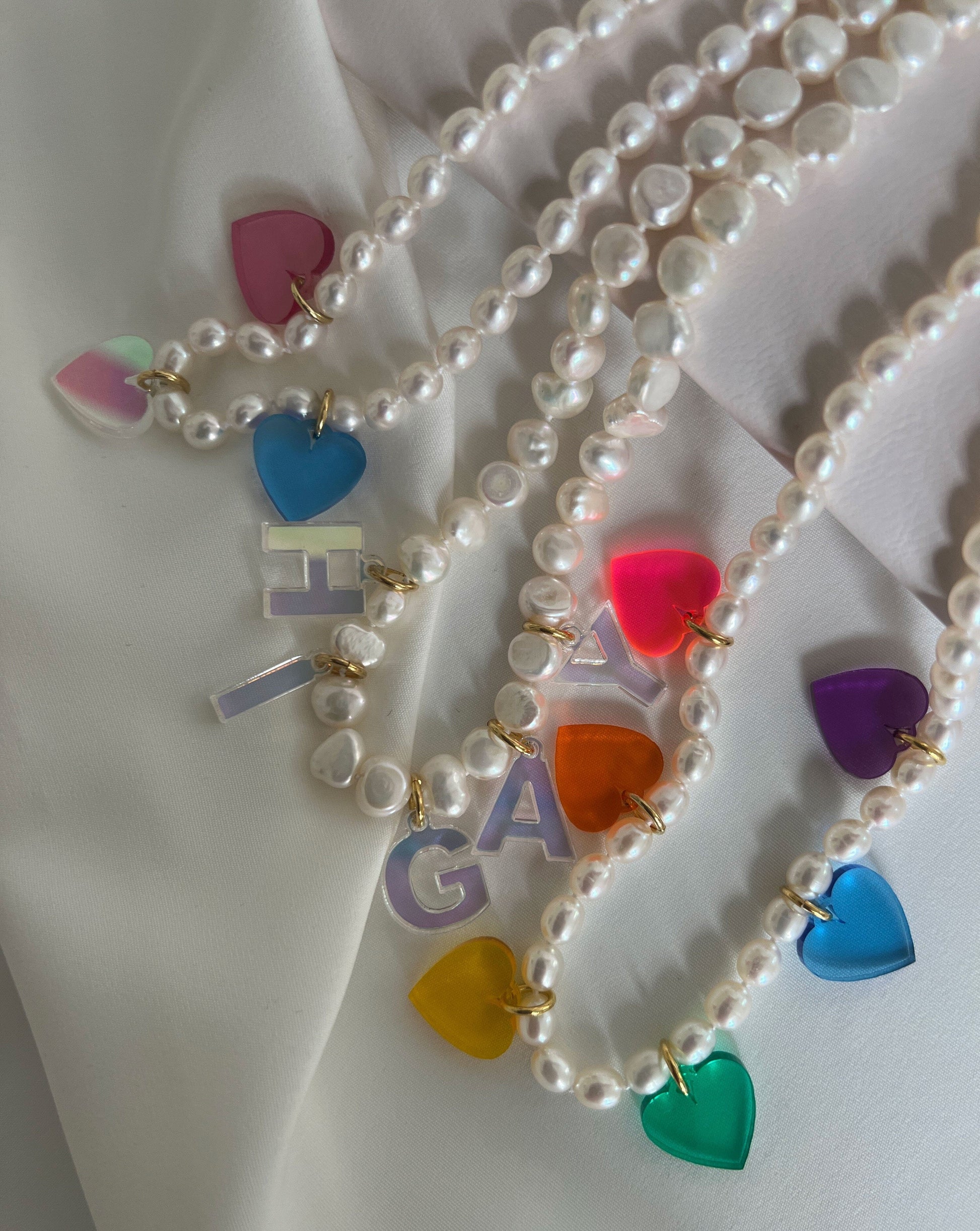 Rainbow Heart Pearl Necklace Necklaces ISLYNYC 