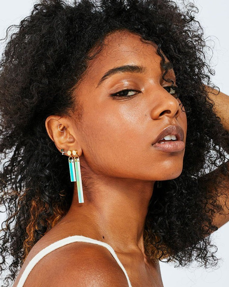 SHORT STICK EARRING - IRIDESCENT Earrings ISLYNYC